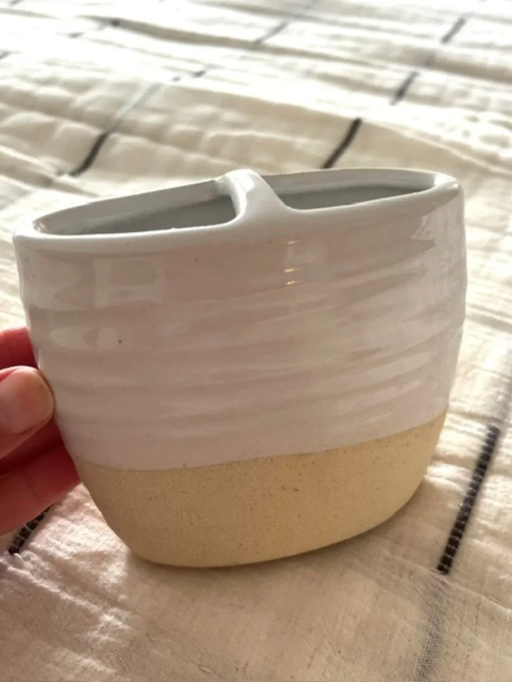 Rare Threshold Artisan Ceramic Stoneware Toothbrush Holder